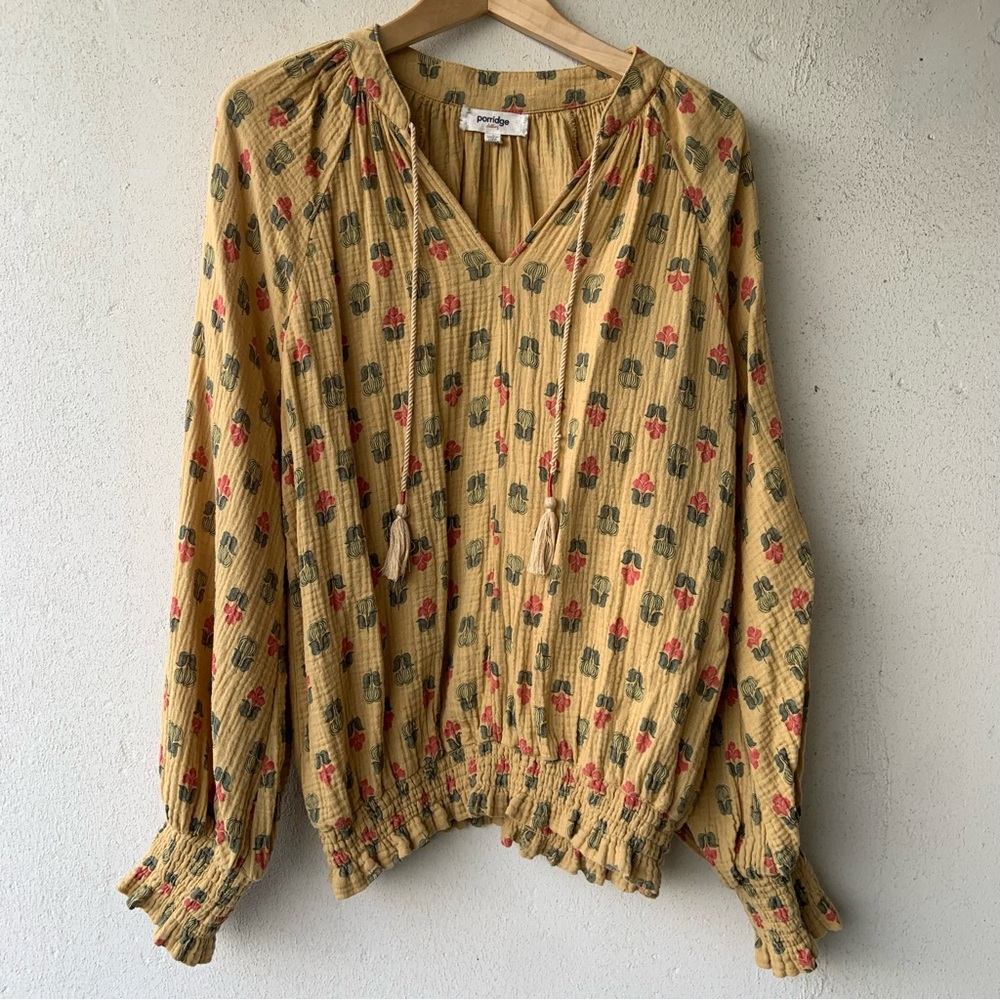 Anthropologie Yellow Floral Blouse